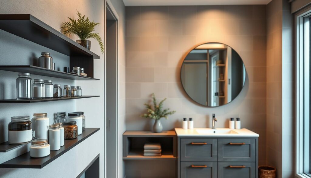 smart storage solutions in a bathroom